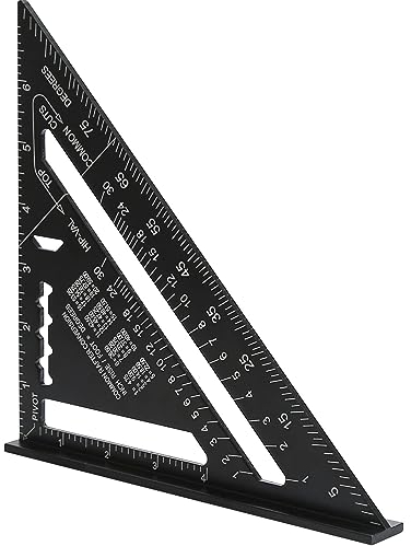 LUVZOOR Equerre Menuisier 180mm, 5 en 1 Equerre Charpentier Metal Multifonctionnel Précis Robuste, Résistant à la Corrosion, Menuiserie Outillage pour Mesure Rapide