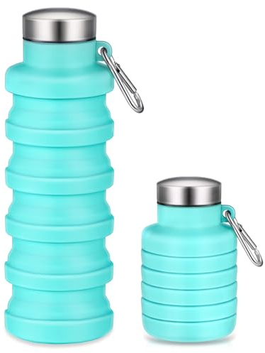 Baderke 1 Pcs 17oz Collapsible Water Bottles for Travel 500ml Reusable Foldable Silicone Water Bottle with Portable Buckle Silicone for Camping Hiking Sport (Green)