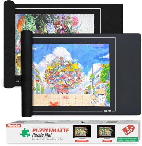 Nariolar Puzzlematte 500/1000/1500 Teile, 2er Set aus Gummi und Filz – Puzzleteppich dient als praktisches Zubehör zur Aufbewahrung und zum Transport von Puzzles