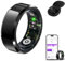 Smart Rings Health Ring Blood Oxygen Blood Pressure HR Heart Rate Monitor Fitness Tracker Sleep Step Counter Waterproof Compatible with ios Android Phones with Charging Case (Black, #11-V1/2-2.54in)