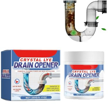 Apri scarico in cristallo, detergente per lavello e pioggia, potente agente di dragaggio per tubi, polvere detergente per lavelli, detergente multiuso per cucina e WC (1 pezzo)