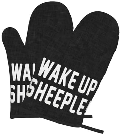 Wake up sheeple Black Libertarian Porcupine Oven Mitts Heat Resistant Kitchen Accessories Non-Slip Silicone Oven Glove for Baking Cooking Lovers