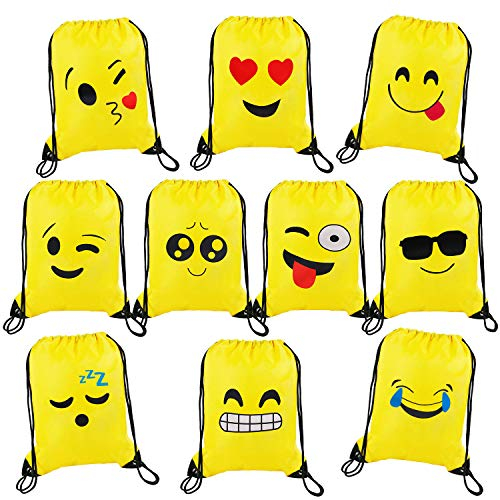 Rucksack Mitgebsel Kindergeburtstag Smiley Turnbeutel Gastgeschenke Beutel Geschenktaschen für Jungen Mädchen Kinder 10 Stück