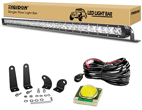 RIGIDON 38 Zoll 97cm 180W Einzelne reihe Led lichtleiste kfz mit 12V kabelbaum kit, Led strahler spot offroad beleuchtung für Auto SUV ATV, Traktor, LKW, Fahrzeuge, 6000K Weiß led nebelscheinwerfer