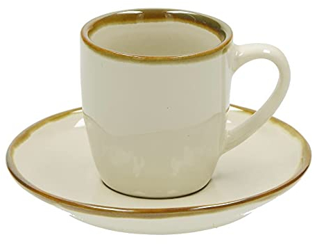 ROSE & TULIPANI MILANO Espressotasse mit Untertasse Set Steingut Bunt Concerto AVORIO Ivory Mediterran Italien Retro Style 90 ml