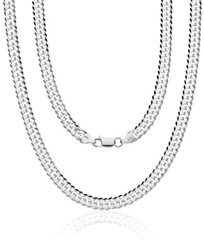 AKA Gioielli® - Massive 925 Silber Halskette Herren - 6mm Doppel Panzerkette - 50cm lang