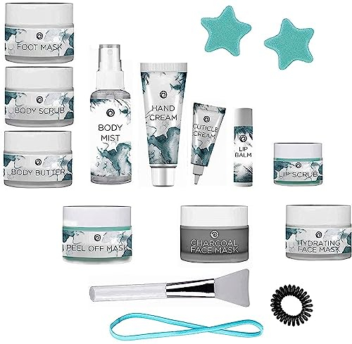 Wellnessset, Pflege und Geschenkbox mit Masken, Cremes, Scrub, u.v.m. - 16 Spa-Anwendungen und Pflegeprodukte von BdBeauté für Gesicht, Hände, Körper und Füße – Limitierte Edition