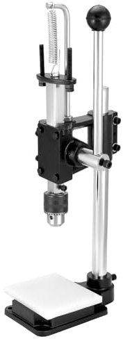 QWORK® Máquina punzonadora y repujadora de cuero con portabrocas de 12,7 mm y placa protectora de nailon, compatible con perforadora, cincel de costura y sello de estampado
