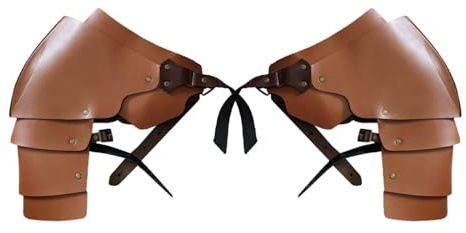 UxicRuya Medieval PU Leather Shoulder Pads Adjustable Steampunk Chest Strap for Costume Accessories Party Fancy Dress Cosplay, Brown