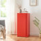 [en.casa] Metallschrank Burlöv Aktenschrank mit Einer Tür Büroschrank 2 höhenverstellbare Ablagen Ordnerschrank 88 x 40 x 35 cm Rot Spind Schrank
