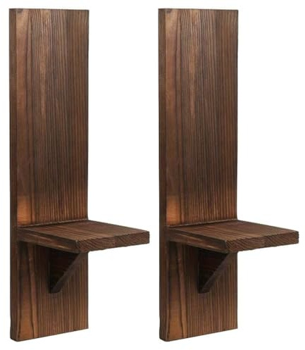 Enwye Set Of 2 Wooden Wall Candle Sconces, Decorative Holder Wall Mounted Pillar Candle Stand, Votive Candlestick Sconce Retro Color