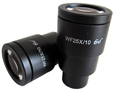 Microscope Accessories Kit 2pcs WF25X 9mm High EyePoint Wide Angle Stereo Microscope Eyepiece Lens with Rubber Eyecup Eye Guards Microscope Slides