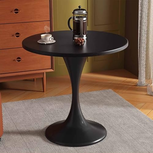 Piccolo tavolo da pranzo rotondo con piano nero, gambe in metallo, 2-6 posti, ideale per sala da pranzo, cucina, bar, design moderno e salvaspazio per un soggiorno elegante