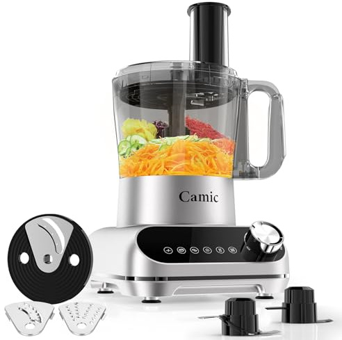 Camic Processeur alimentaire 1500 W - Robot de cuisine multifonction avec bol de 2,5 L, 6 programmes, fonction de nettoyage, réglage du temps et du niveau, comprend des accessoires pour mixeur
