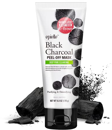 Epielle Black Charcoal Peel Off Face Mask | Deep Pore Cleansing with Activated Charcoal | Detoxifying and Purifying Blackhead Remover Mask | 6.0 fl oz | 2 Bulk Pack