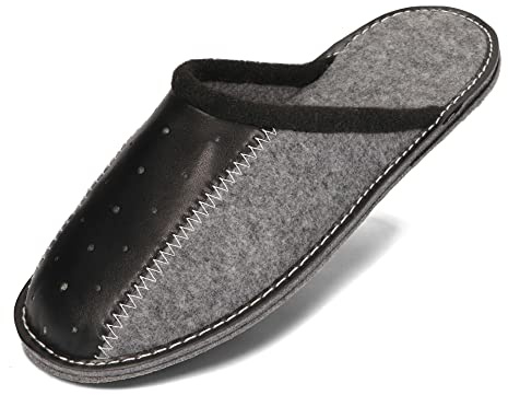 BeComfy Pantofole in Feltro da Uomo Suola in Feltro Molto Leggero Grigio Nero 40 41 42 43 44 45 46 EU (Pelle grigio, Sistema Taglie Calzature EU, Adulto, Numero, Media, 43)