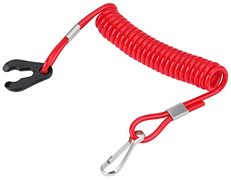 Qiilu Llave del interruptor de encendido del motor fuera de borda, Universal Barco Fuera de borda Encendido del motor Interruptor de parada de emergencia Llave Cordón Clip de cuerda