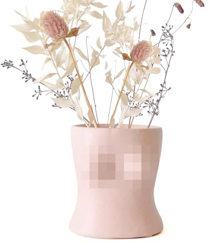 Boob Vase Boobie Planter, Ceramic Female Form Bust Plant Pot with Drainage Hole, Matte Body Vase Boobs Art Sculpture, Woman Shaped Boho Chic Decor Unique Feminist Home Decoration (Top, Speckled Pink)