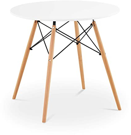 Fromm & Starck Star_Desk_14 Tisch rund Ø 80 cm weiß max. 100 kg Metallstreben Bistrotisch 4 Tischbeine Buche MDF