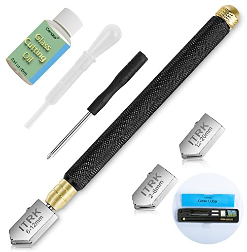 Cortador de vidrio de 2 mm a 20 mm, herramienta de corte de vidrio mejorada con aceite de corte de vidrio, cortador de vidrio de alimentación de aceite estilo lápiz para espejo/azulejos/mosaico.