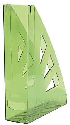 OFFICE PRODUCTS Stående samlare modern design/10 stycken/A4 – färg: Grön transparent/hård plast/genombrutna/skrivbordsorganisatör för tidskrifter, okrossbar