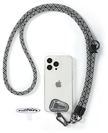 project-cb Cordino per Cellulare 1,Toppa Per Cordino Cellulare 2,Corda per Telefono,Laccetto Cellulare,Cordino Collo,Laccio Cellulare(Bianco-Nero)