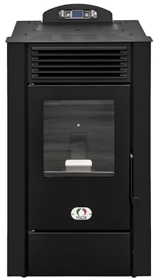 STUFE A PELLET ITALIA Alaska 10 KW WiFi | Poêle à Granulés à Air Ventilé Efficacité 91% Chauffe 85m² Autonomie 20H Programmable Contrôle à Distance WiFi 5 Vitesses et Puissances Garantie 24 Mois Noir