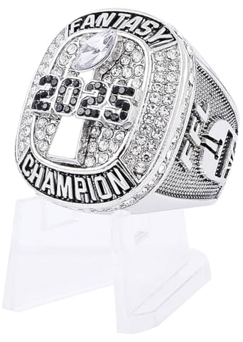 guancrown 2025 Fantasy Football Championship Ring Award Preis Trophäe Sportsieger FFL Champion Ring, size 8, Zink, Weißer Diamant