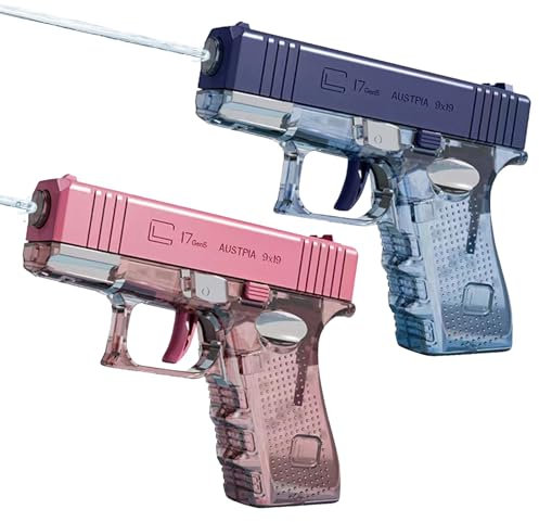 BelleVive 2-Pack Water Pistols for Kids, Water Gun Toy, Water Blaster, Soaker, Summer Gifts for Outdoor Shooting Game, Water Fight Toy