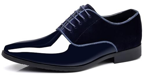 Hitmars Scarpe Uomo Derby Scarpe Eleganti Formale Vintage Oxford Scarpe,Classiche Comode C Blu 47
