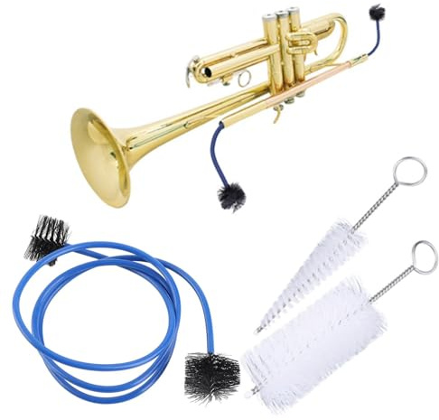 Kit de limpieza para trompeta cepillos para el cuidado de instrumentos musicales accesorios para el cuidado y mantenimiento de instrumentos musicales con mango de metal y tres fo