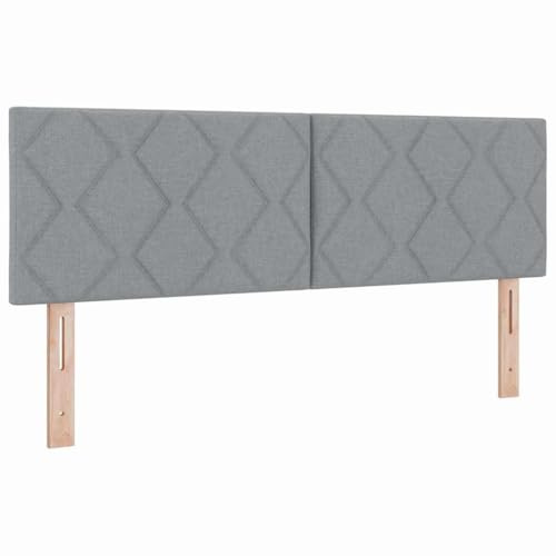 vidaXL Bäddfjäder med huvudgavel Ljusgrå 200 x 140 cm tyg