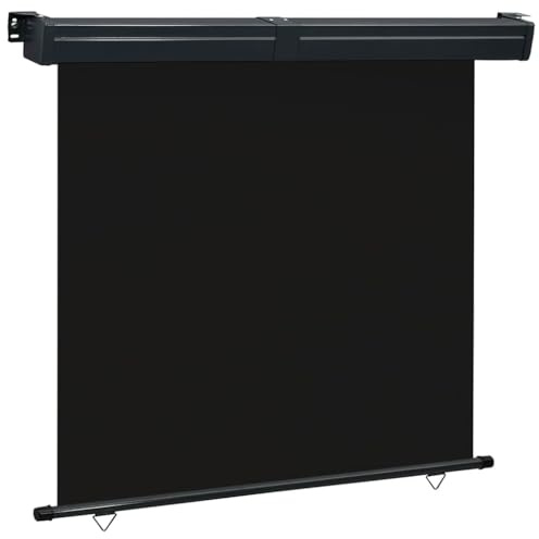 Tenda da sole laterale per balcone con funzione autobloccante e poliestere resistente ai raggi UV, larghezza 175 cm e lunghezza 250 cm, colore nero