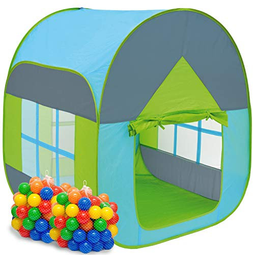 LittleTom Bällebad Zelt 200 Bälle Kinderzelt 90x90x110cm Baby Bällchenbad Blau