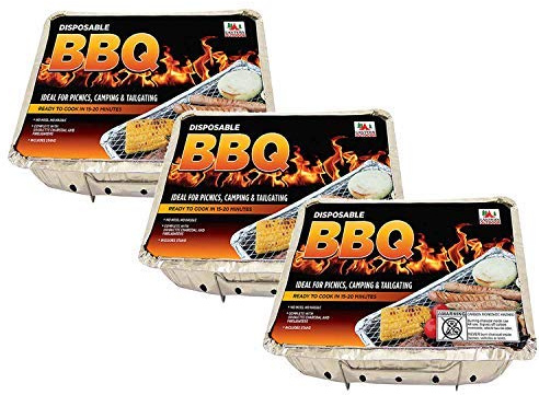 SPARKLEN. Disposable Grill BBQ 3 Pack: Aluminum Portable Disposable Charcoal Grills, Great for Grilling On The Go, 8.5 X 10.75 inch Each