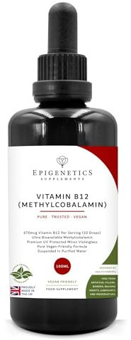 Vitamin B12 High Strength Methylcobalamin | 100ml Supplement Liquid Drops | 4 Months Supply, 133 Servings. Vitamins for Tiredness and Fatigue | UK Made & Vegan