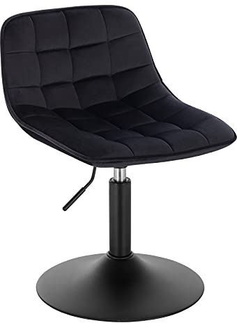 WOLTU Schminktisch Stuhl Hocker für Schminktisch, Schlafzimmer & Esszimmer - Höhenverstellbar, 360° Drehbar mit Rückenlehne, aus Bequemer Samt, Schwarz, BH300sz-1