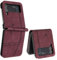 QIWEIQING Compatible for Samsung Galaxy Z Flip 3 Case, Galaxy Z Flip 3 for Women Girls Case with Card Holder PU Leather Detachable Wrist Strap Wallet Case for Galaxy Z Flip 3.Wine Red HX