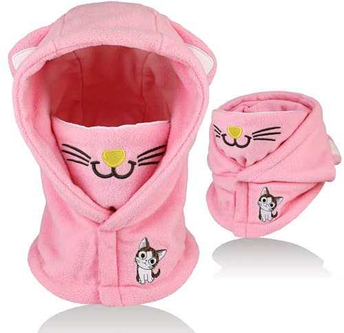 AYPOW Kids Winter Thermal Fleece Balaclava, Novelty Animal Face Cover Ski Mask, Multifunctional Windproof Adjustable Warm Fleece Hat Cap Hood Neck Warmer Scarf for Boys Girls Cycling Outdoor Sports