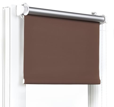 Fenster DEKOR - Rollos Für Fenster Ohne Bohren Braun - Verdunkelungsrollo B72 x H230 cm - Klemmrollo Verdunkelung - Fensterrollo Für Balkontüren - Verdunklungsrollo Leicht Zu Installieren - Klemmfix