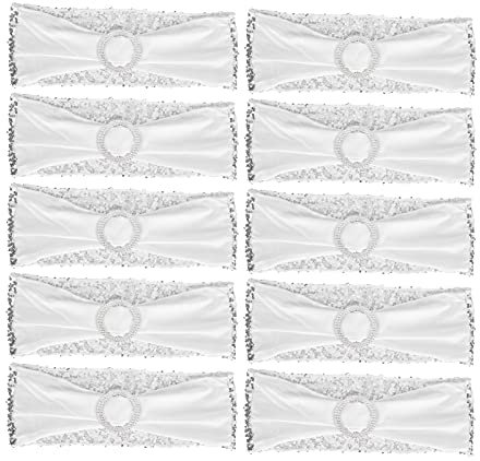 Dekaim Chair Sash Chair Sash Set for Wedding Party Banquet, 10Pcs Washable Elastic Chair Cover Bands, Decorative Chair Bows and Ties, Furniture Accessories