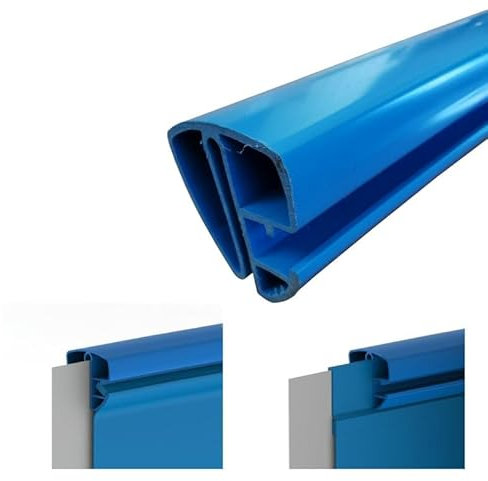 Main courante ronde pour piscine à paroi en acier, Ø 4,60 m, largeur env. 38 mm, matériau PVC rigide, bleu