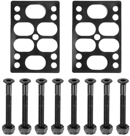 PATIKIL Skateboard Riser Pads Schrauben Set, 2 Stück 12mm Winkel Keil Riser Pad Stoßdämpfung mit 8 Stück 38mm Hardware Muttern Schrauben für Cruiser, Schwarz