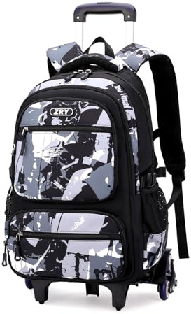 Amythe Mochila con Ruedas para Adolescentes Chicos, Carro Mochilas Escolares para Niños de 10-18 años, Diseño Elegante y Funcional de 40L, Mochila de Viaje Trolley Adultos -Negro