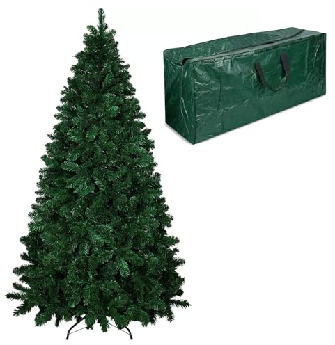 Albero Di Natale 240 Cm Con Sacca Effetto Reale 1516 Rami Foltissimo Molto Folto Rami A Gancio Base A Croce Sicura In Metallo Doppia Foglia Colorata In PVC Abete Natalizio (240 Cm, 1516 Rami)