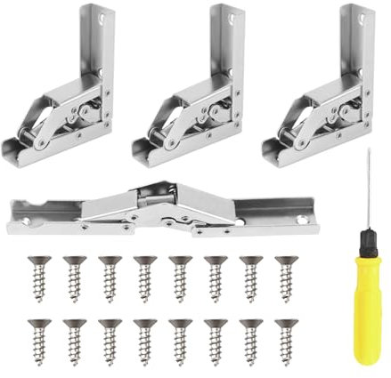 4 Stück Klappscharnier, 180 Grad Scharniere für Schranktüren, Aufschraubscharnier mit 16 Schrauben und Schraubendreher, Schrankscharnier für Holztüren, Schranktüren, Schubladen