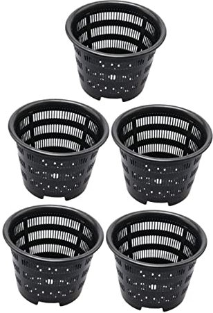 CIMAXIC Lot De 5 Pots De Fleurs Noirs Épais en Plastique Design Simple pour Jardinage Et Pépinière pour Décoration Intérieure
