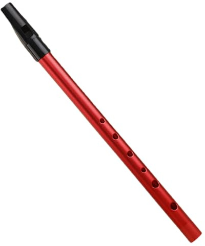 träblåsinstrument Traditionell plåt 6-håls metallflöjt träblås plåt flöjt bärbara musikinstrument(Red)