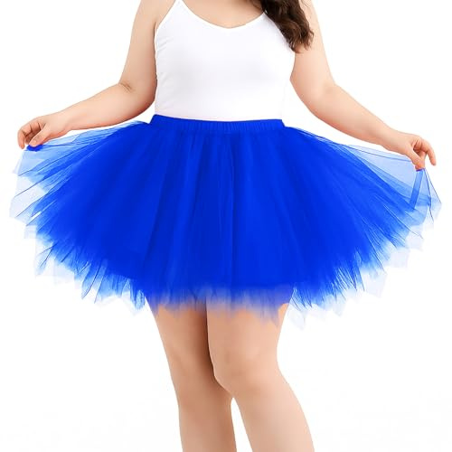 TRIWORKS Plus Size Tutu Adult Women Ballet Bubble Tulle Skirt for Dance Layered Tulle Petticoat Halloween Tutu