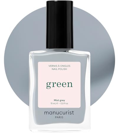 Manucurist Green™ Mist Grey Nail Polish Quick Dry - Natural Classic Nail Varnish 9-Free - Vegan and Plant-Based - Manicure & Nails Care - 15 ml